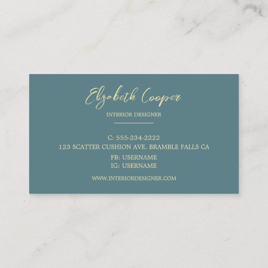 Professional Blue Tone Leaf Pattern Visitekaartje (Achterkant)