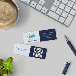 Professional Blue voeg uw Logo QR toe Mini Visitekaartje