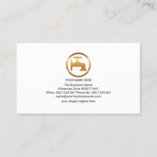 Professional Blue Water Drop Gold Faucet Plummer Visitekaartje (Achterkant)