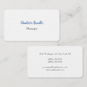 Professional Blue White minimalist Premium Linen Visitekaartje (Voorkant / Achterkant)