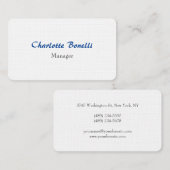 Professional Blue White minimalist Premium Linen Visitekaartje (Voorkant / Achterkant)