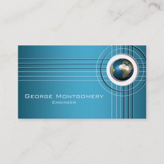 Professional Blue World Wereldbol Banner Visitekaartje (Voorkant)