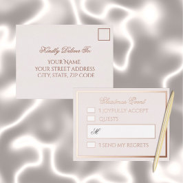 Professional Blush Foil Holiday Response Card Folie Feestdagen Briefkaart