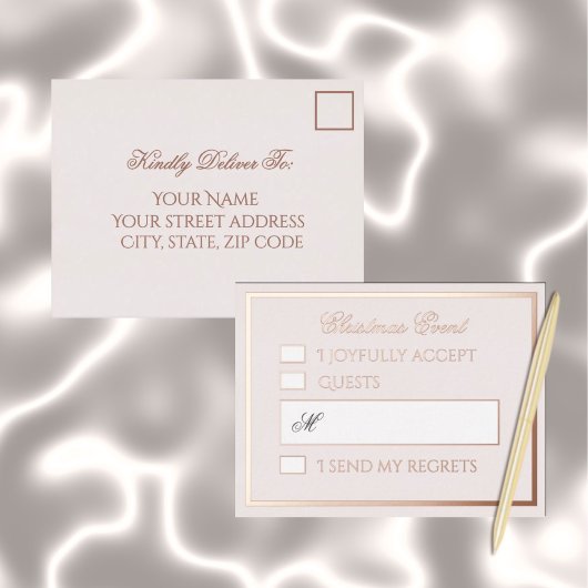 Professional Blush Foil Holiday Response Card Folie Feestdagen Briefkaart