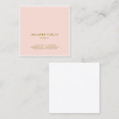 Professional Blush Pink Gold Elegant Luxury Plain Vierkante Visitekaartje (Voorkant / Achterkant)