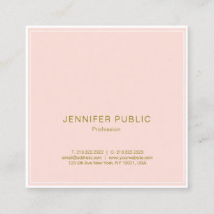 Professional Blush Pink Gold Elegant Luxury Plain Vierkante Visitekaartje