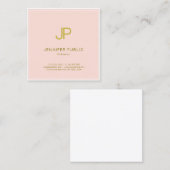 Professional Blush Pink Gold Elegant Monogram Vierkante Visitekaartje (Voorkant / Achterkant)