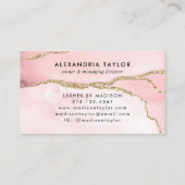 Professional Blush Pink Gold Glitter Marble Agate Visitekaartje (Achterkant)