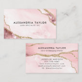 Professional Blush Pink Gold Glitter Marble Agate Visitekaartje (Voorkant / Achterkant)