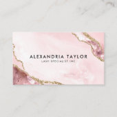 Professional Blush Pink Gold Glitter Marble Agate Visitekaartje (Voorkant)