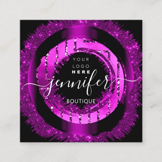 Professional Boutique Logo Glitter Pink Logo Vierkante Visitekaartje (Voorkant)