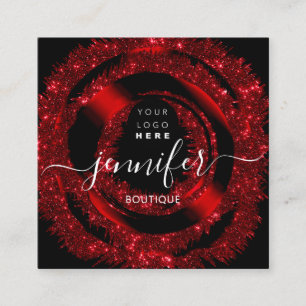 Professional Boutique Logo Glitter Red Logo Vierkante Visitekaartje