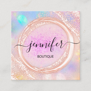 Professional Boutique Shop Beauty Logo Holographic Vierkante Visitekaartje