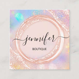 Professional Boutique Shop Beauty Roos Holographif Vierkante Visitekaartje