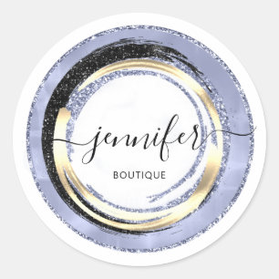 Professional Boutique Shop Blue Gold White Lijst Ronde Sticker