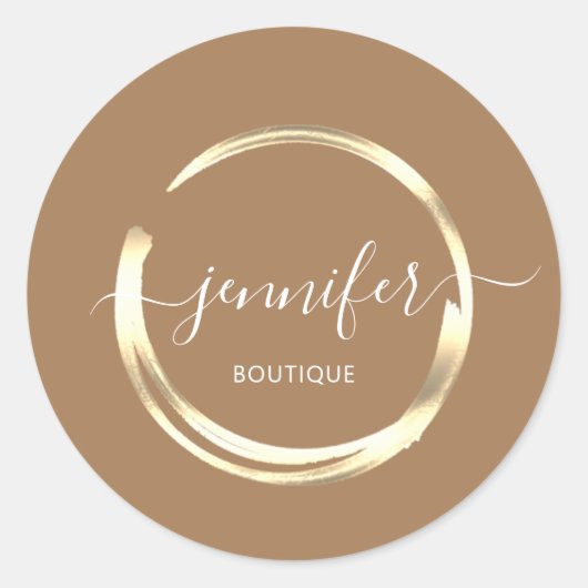 Professional Boutique Shop Brown Gold Ronde Sticker (Voorkant)