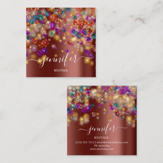 Professional Boutique Shop Event Planner Brown Vierkante Visitekaartje (Voorkant / Achterkant)