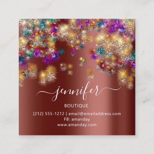 Professional Boutique Shop Event Planner Brown Vierkante Visitekaartje (Achterkant)