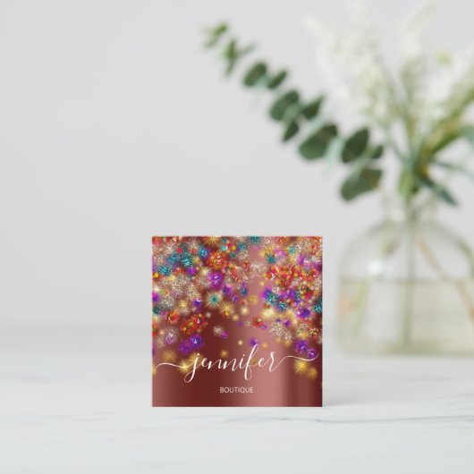 Professional Boutique Shop Event Planner Brown Vierkante Visitekaartje (Staand voorkant)