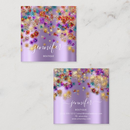Professional Boutique Shop Event Planner Paars Vierkante Visitekaartje (Voorkant / Achterkant)