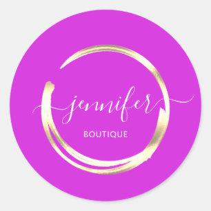 Professional Boutique Shop Fuchsia Gold Cirkel Ronde Sticker