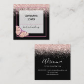 Professional Boutique Shop Glitter Butterfly Squar Vierkante Visitekaartje (Voorkant / Achterkant)