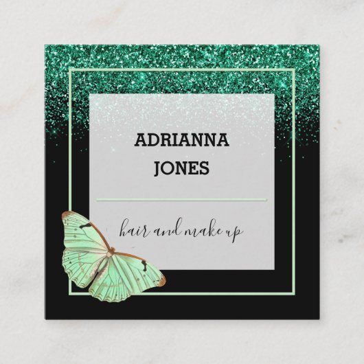 Professional Boutique Shop Glitter Butterfly Vierkante Visitekaartje (Voorkant)