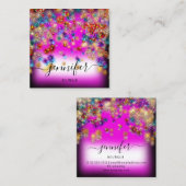 Professional Boutique Shop Glitter Confetti Roze Vierkante Visitekaartje (Voorkant / Achterkant)