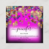 Professional Boutique Shop Glitter Confetti Roze Vierkante Visitekaartje (Achterkant)