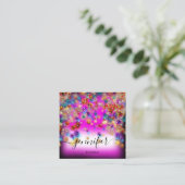 Professional Boutique Shop Glitter Confetti Roze Vierkante Visitekaartje (Staand voorkant)