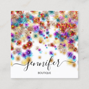 Professional Boutique Shop Glitter Confetti Spark  Vierkante Visitekaartje