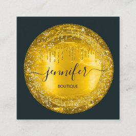 Professional Boutique Shop Glitter Drift Gold Grey Vierkante Visitekaartje