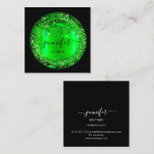 Professional Boutique Shop Glitter Drip Emerald Vierkante Visitekaartje (Voorkant / Achterkant)