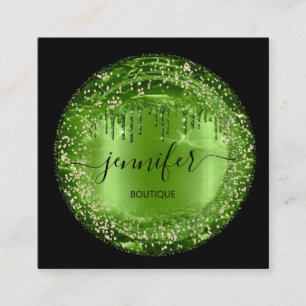 Professional Boutique Shop Glitter Drip Greenery Vierkante Visitekaartje