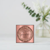 Professional Boutique Shop Glitter Drip Roos Gold Vierkante Visitekaartje (Staand voorkant)
