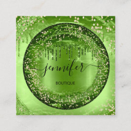 Professional Boutique Shop Glitter Green Gold Vierkante Visitekaartje