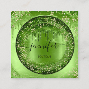Professional Boutique Shop Glitter Green Gold Vierkante Visitekaartje