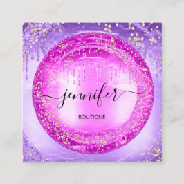 Professional Boutique Shop Glitter Paars Pink Vierkante Visitekaartje