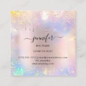 Professional Boutique Shop Glitter Pink Holograph Vierkante Visitekaartje (Achterkant)
