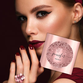 Professional Boutique Shop Glitter Roos Blush Vierkante Visitekaartje