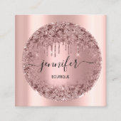 Professional Boutique Shop Glitter Roos Blush Vierkante Visitekaartje (Voorkant)