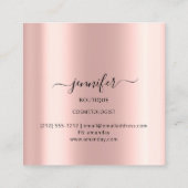 Professional Boutique Shop Glitter Roos Blush Vierkante Visitekaartje (Achterkant)