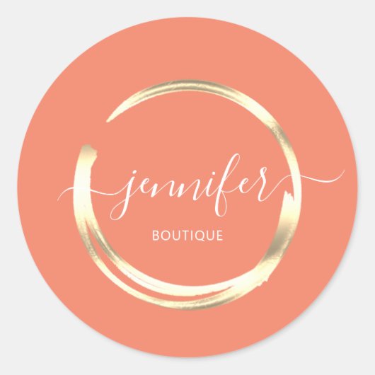 Professional Boutique Shop Gold Circle Peach Ronde Sticker (Voorkant)