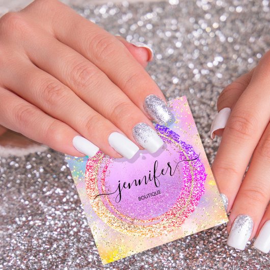 Professional Boutique Shop Paars Holograaf Vierkante Visitekaartje