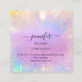 Professional Boutique Shop Paars Holograaf Vierkante Visitekaartje (Achterkant)