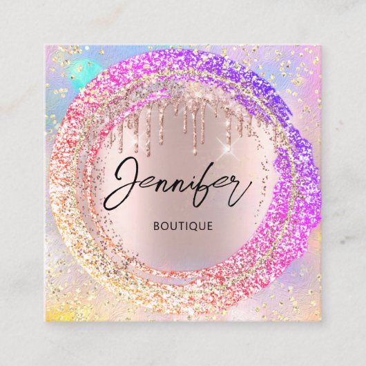 Professional Boutique Shop QR Code Logo Holograaf Vierkante Visitekaartje (Voorkant)