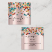 Professional Boutique Shop Roos Confetti Blauwgroe Vierkante Visitekaartje (Voorkant / Achterkant)