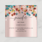 Professional Boutique Shop Roos Confetti Blauwgroe Vierkante Visitekaartje (Achterkant)