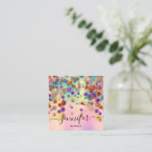Professional Boutique Shop Roos Confetti Glitter Vierkante Visitekaartje (Staand voorkant)