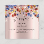 Professional Boutique Shop Roos Confetti Glitter Vierkante Visitekaartje (Achterkant)